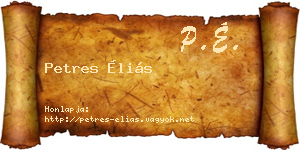 Petres Éliás névjegykártya